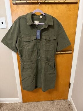 Universal Thread Olive Green Short-Sleeve Utility Romper Jacket